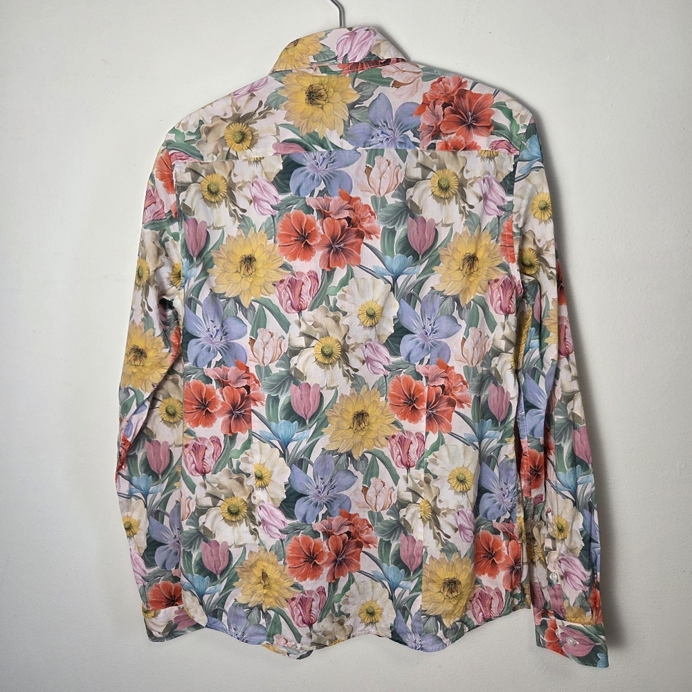 Simons Contemporaine Liberty Fabrics Colorful Floral Button Down Cotton Shirt - Picture 10 of 12
